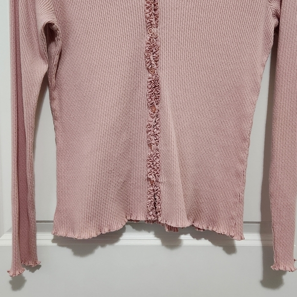 Vtg Y2K Liz Claiborne LizWear Button Up Lace Ruffle Trim Cardigan Runs Small - Picture 3 of 8